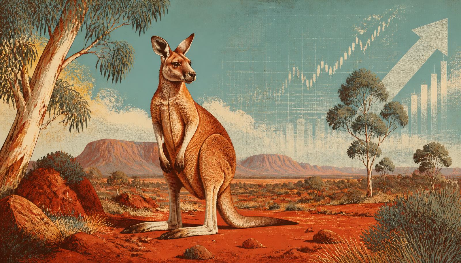 A kangaroo in the Australian outback representing AUD and kangaroo bonds